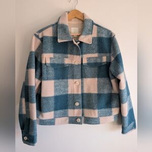 Joie Green and Cream Plaid Coat